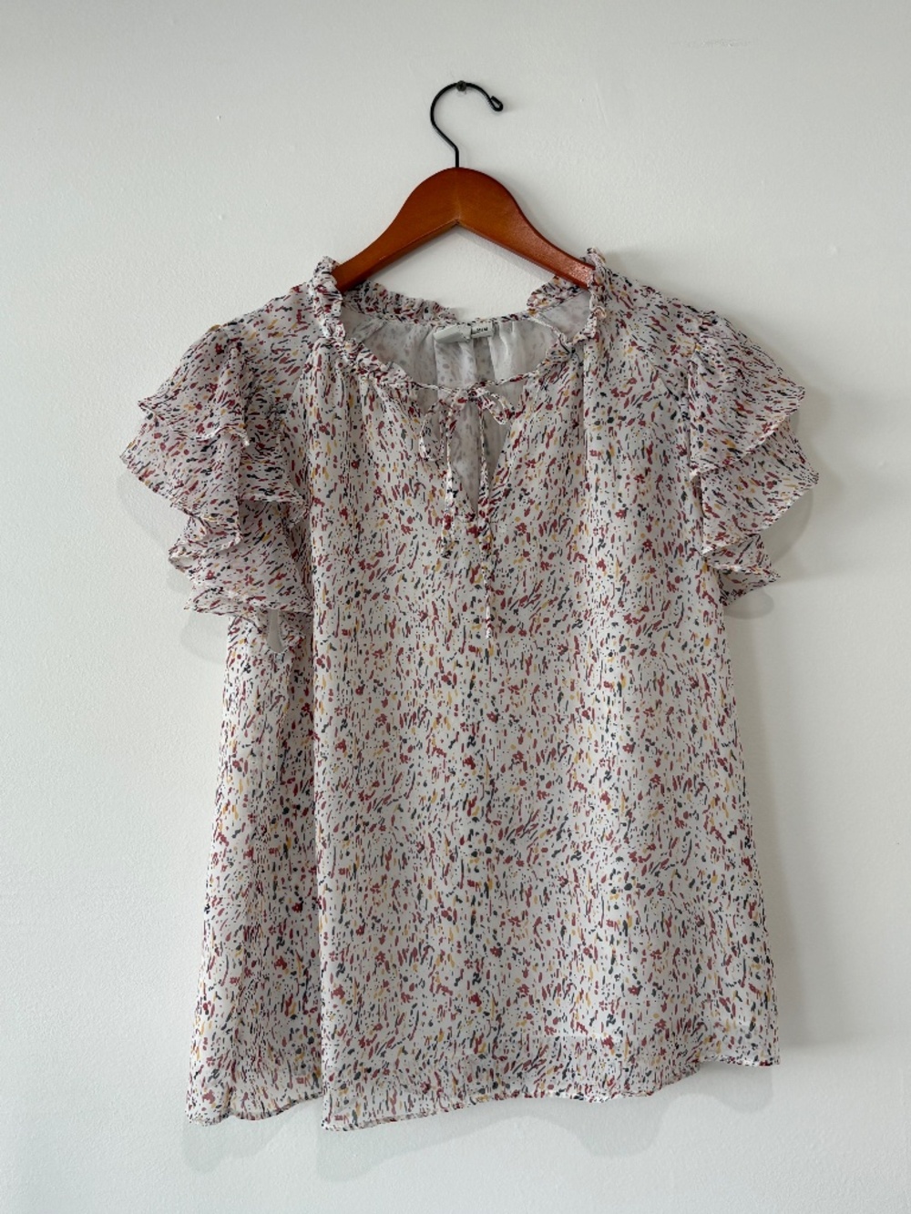 Joie Ruffle Sleeve Printed Blouse Size Medium Boho Cottagecore